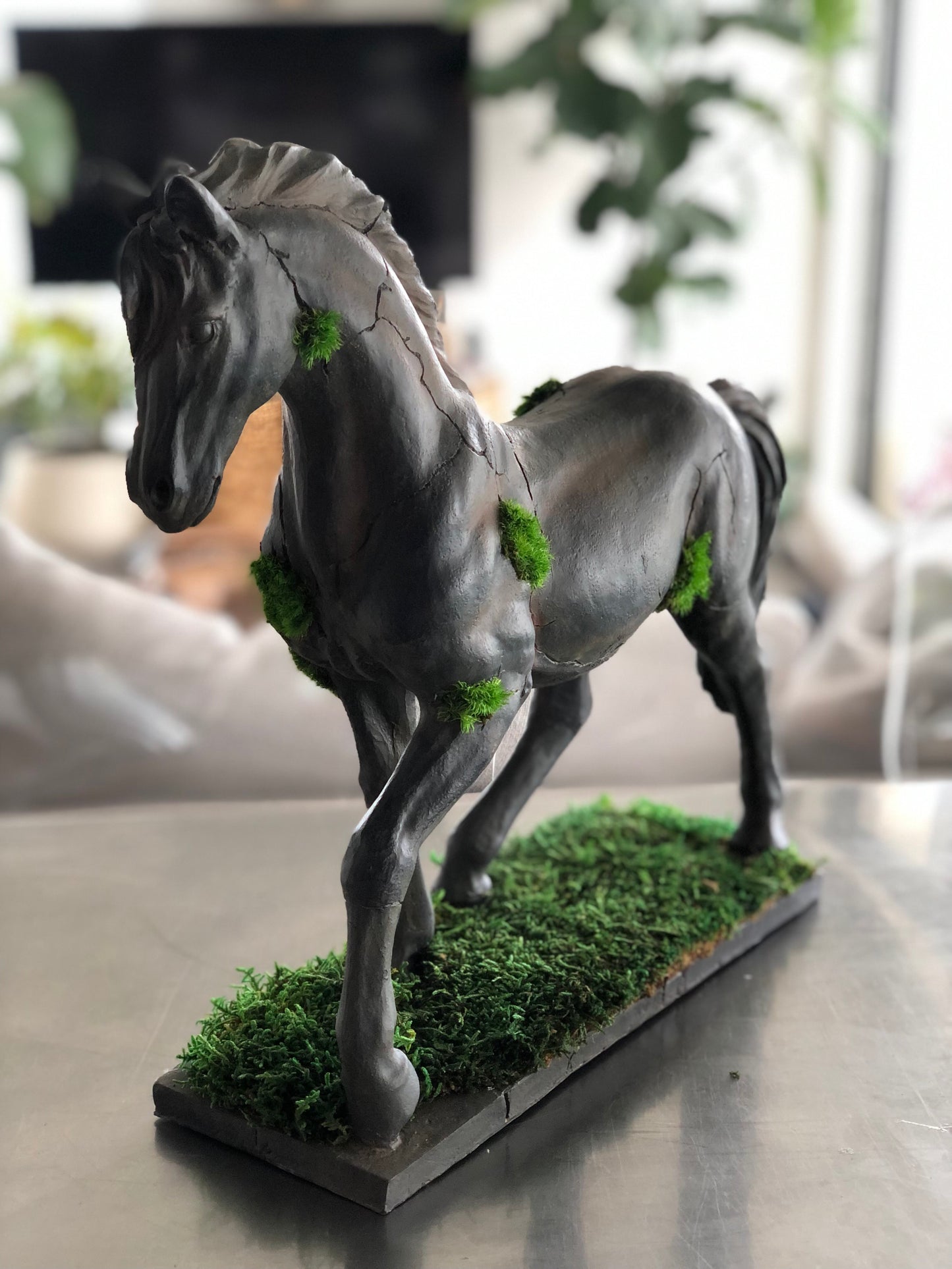 Horse with Preserved Moss and Moss Grass