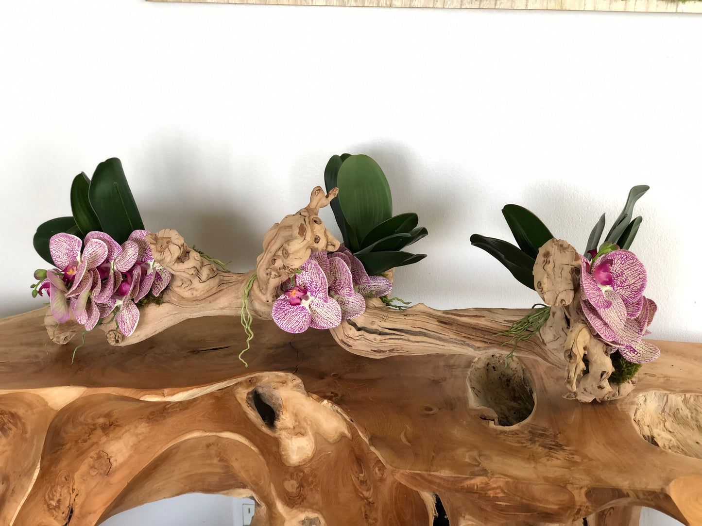 Driftwood Preserved Moss and Artificial Orchids