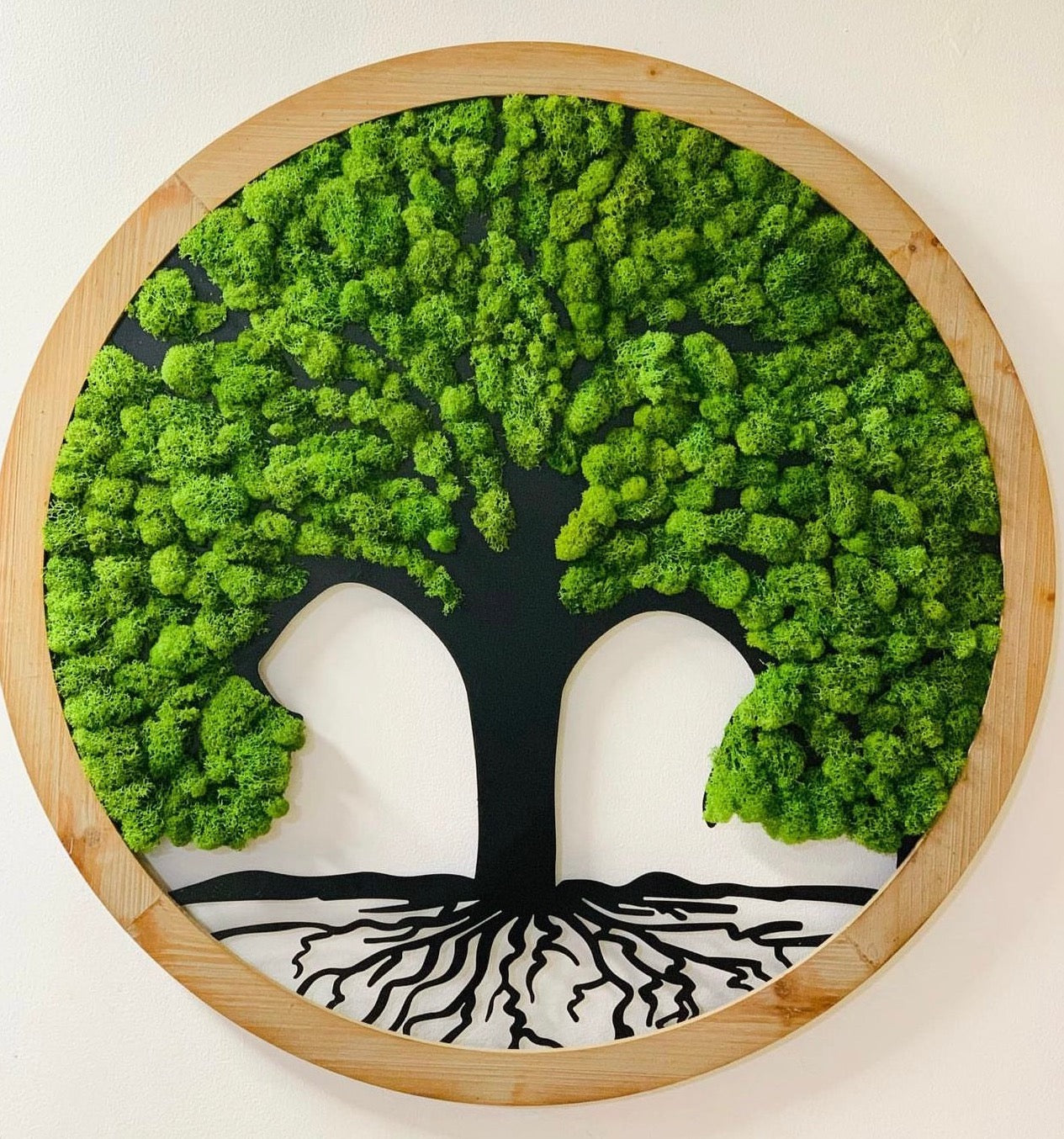Tree of Life Round 33 Inch Wall Decor With Preserved Moss