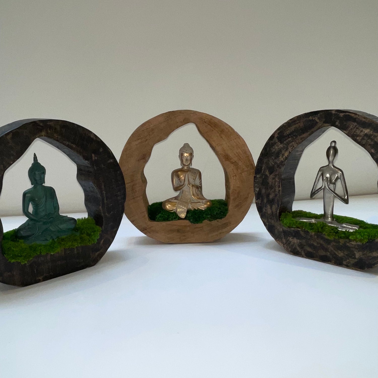 Zen Meditation Mango Wood Decor,  Moss Decor and  Biophilic Design