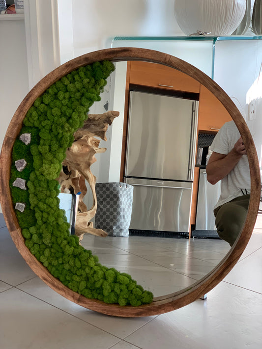 Mirror with Moss and Crystals