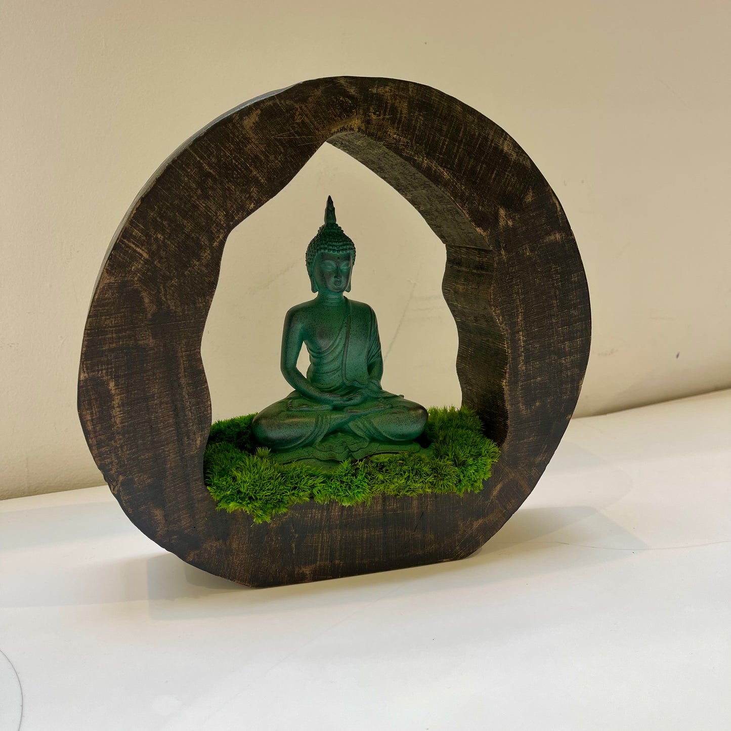 Buddha in Mango Wood Mediation in a Natural Wood