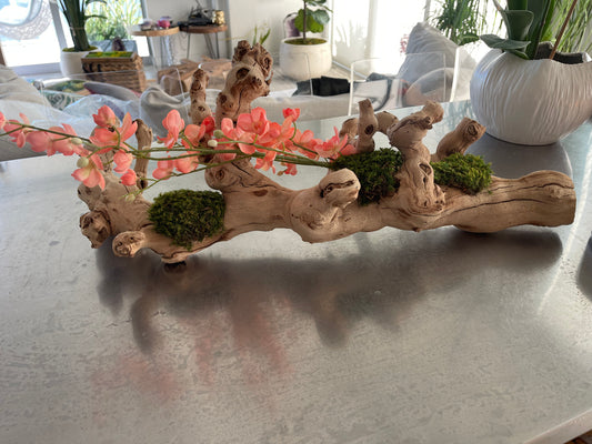 Driftwood Preserved Moss and Artificial Flowers