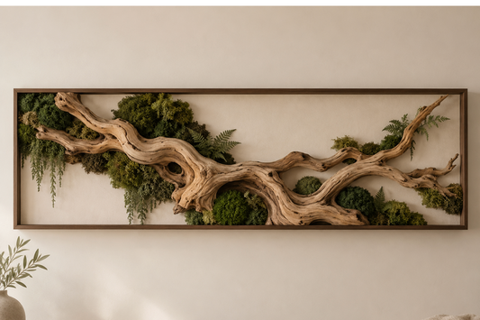 Driftwood Moss Art - Custom Piece - 24"W x 60"