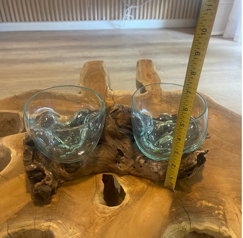 Double Molten Glass on Driftwood Terrarium