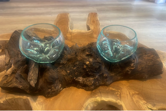 Large Double Molten Glass on Driftwood Terrarium