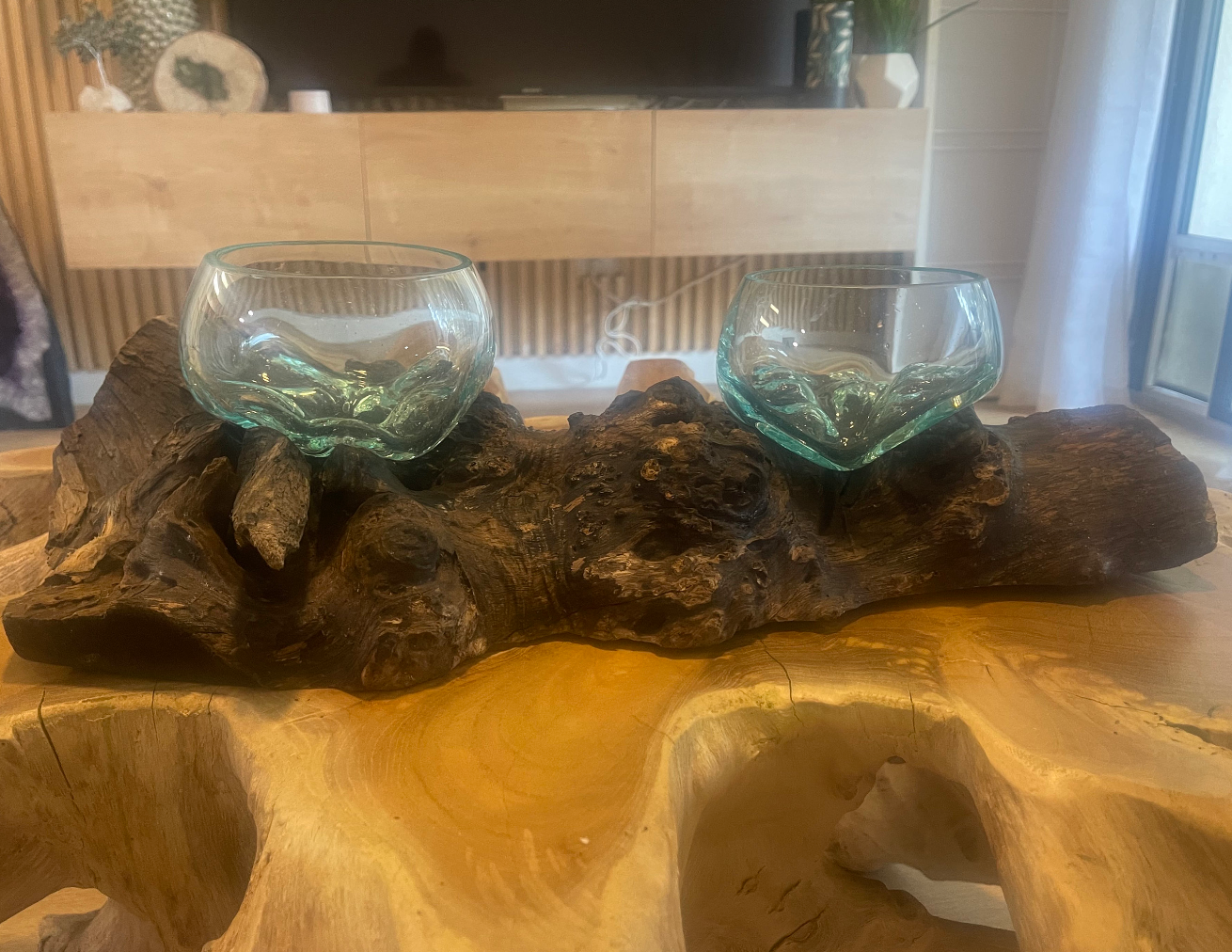 Large Double Molten Glass on Driftwood Terrarium