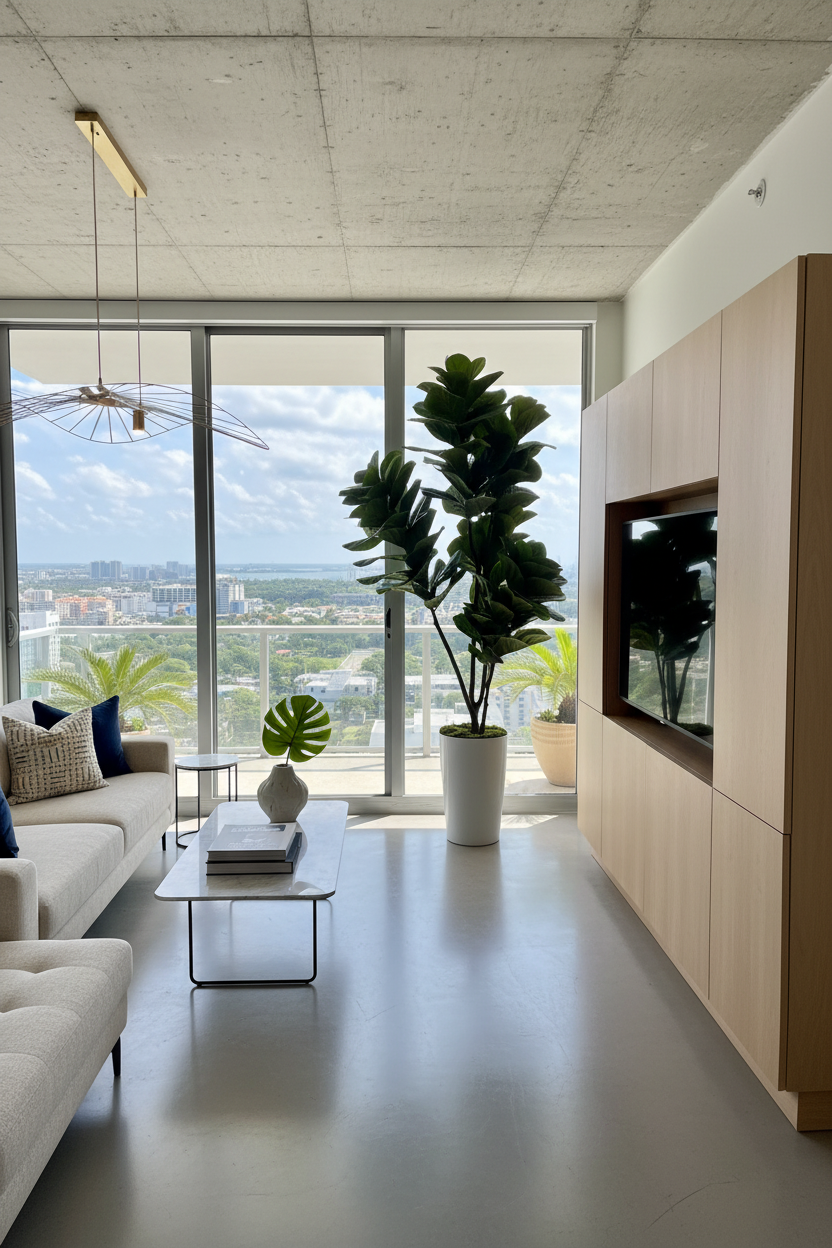 Fiddle leaf fig in modern Miami home