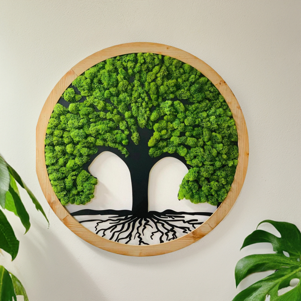 Tree of Life Round 33 Inch Wall Decor With Preserved Moss