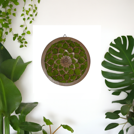 Handcrafted Moss Wooden Lotus Flower Wall Décor Hanging Art