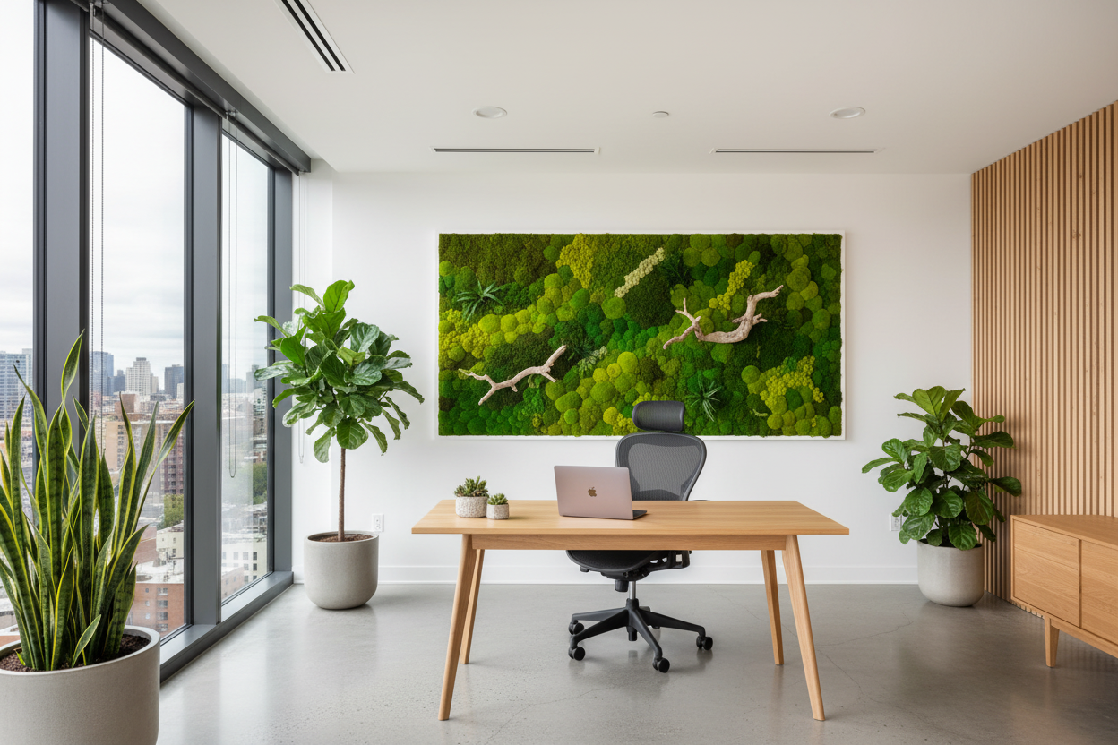 Moss art in modern office