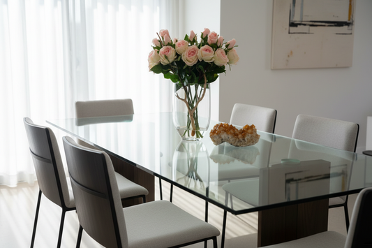 Pale Pink Roses in Glass Vase – Luxury Floral Arrangement for Home Decor