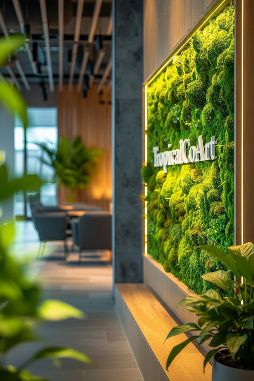TropicalCoArt Moss Wall in Office Hallway
