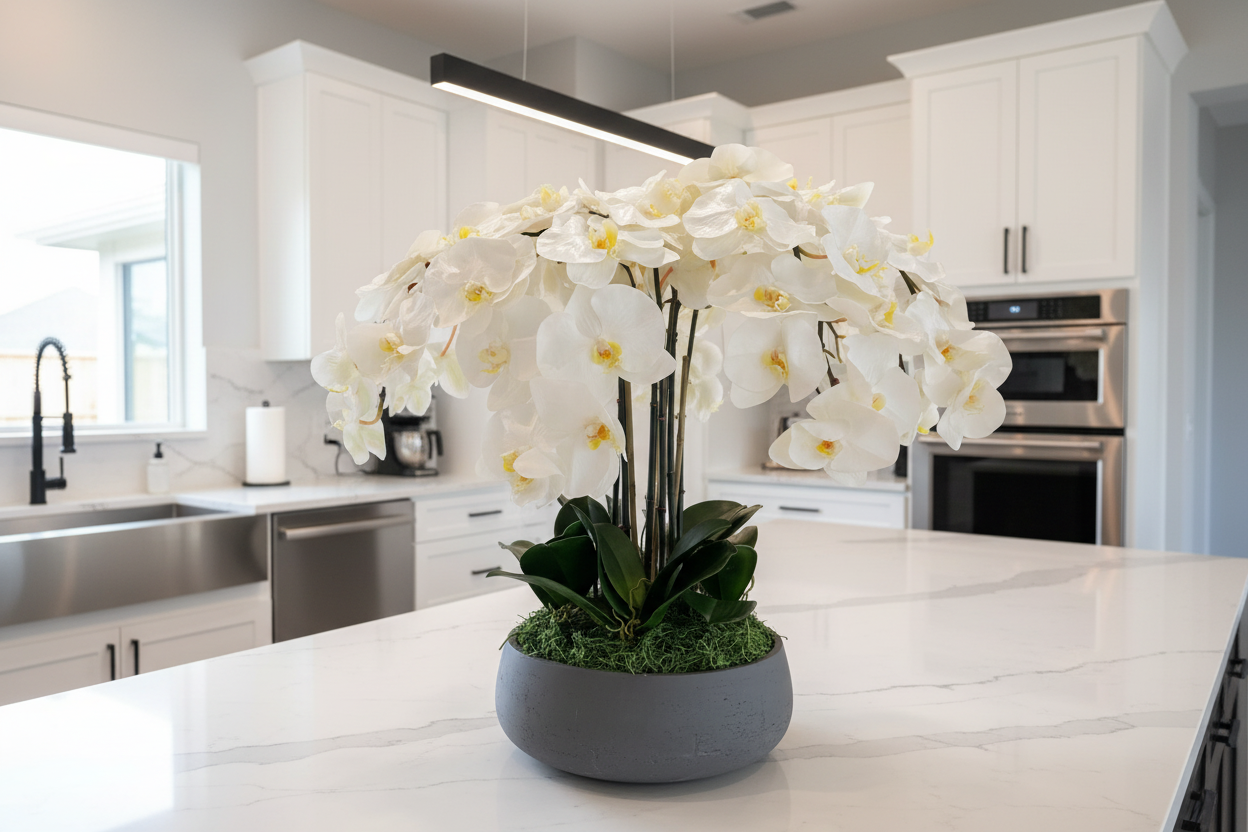 White Orchid in Contemporary Kitchen